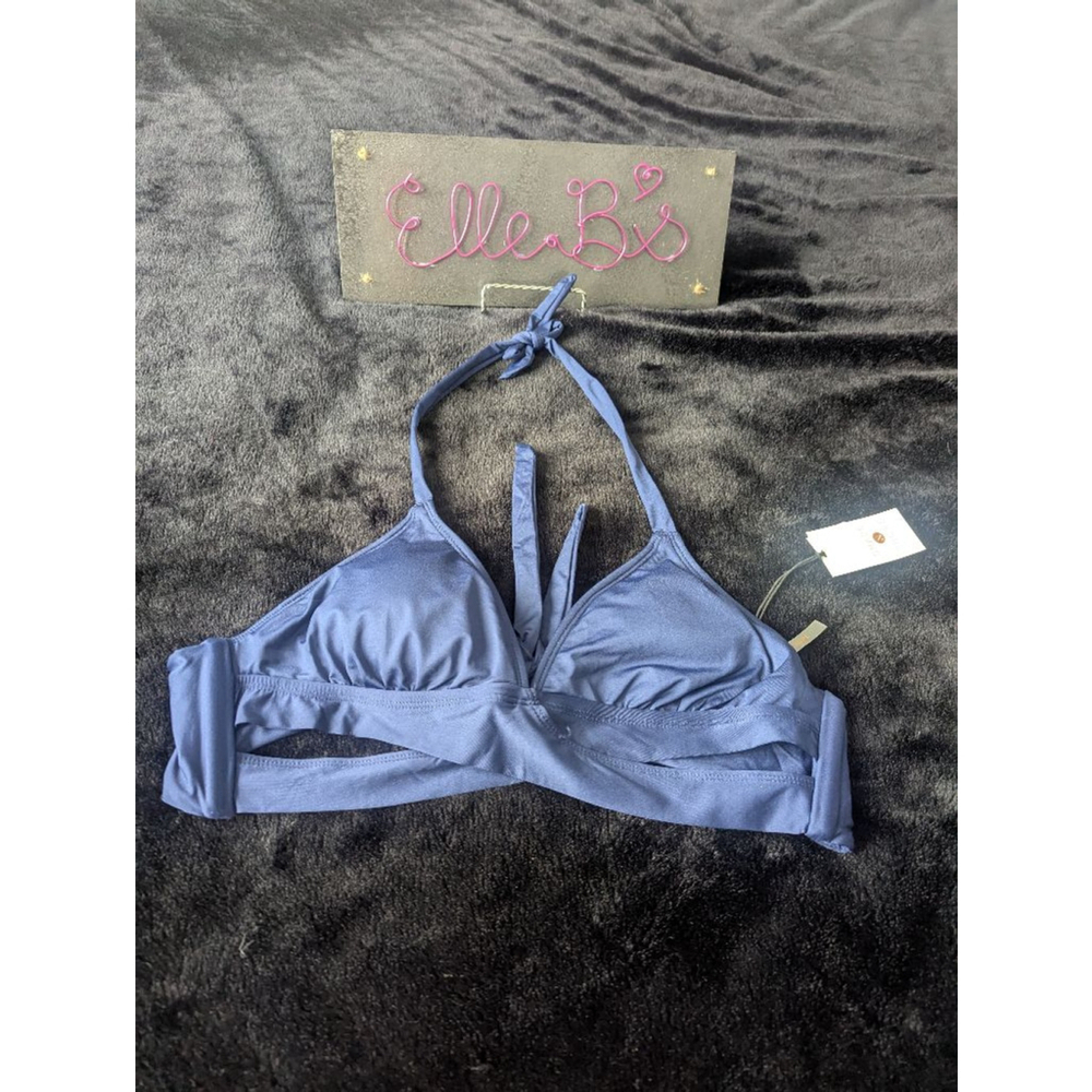 NWT Shade & Shore Navy Blue Bikini Top M 8-10
